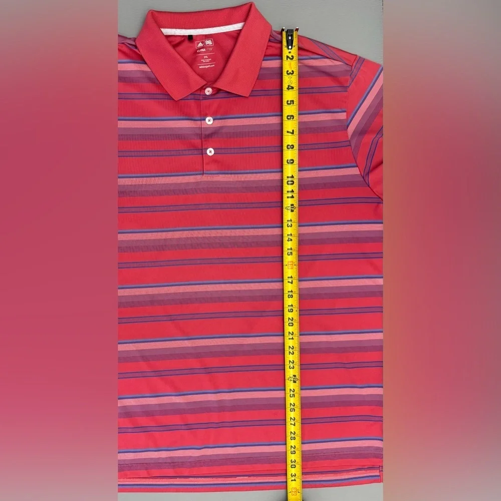 Adidas Golf ClimaCool Polo Shirt 2XL Red Striped Performance Mens